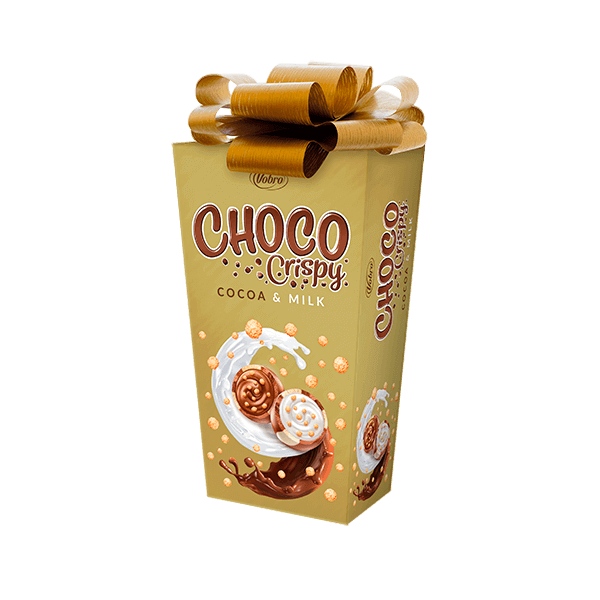 Opakowanie Choco Crispy Cocoa & Milk Prezent 180 g ze złotą rozetą