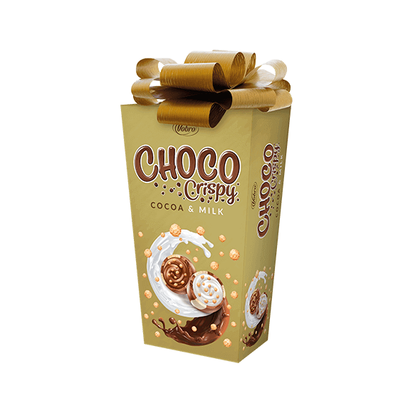 Opakowanie Choco Crispy Cocoa & Milk Prezent 180 g ze złotą rozetą