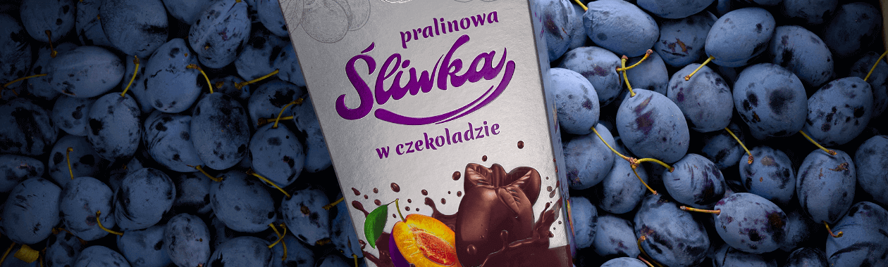 Opakowanie Pralinowej Śliwki w Czekoladzie na śliwkach