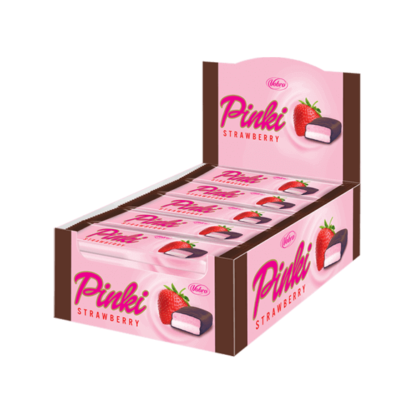 Vobro Pinki Strawberry bars in a carton