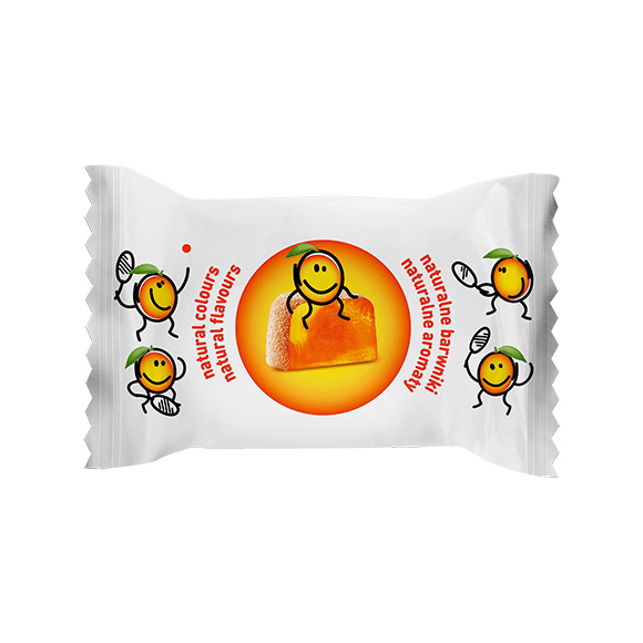 Vobro Jelly DOT Kids orange-flavored jelly in a flow pack, back view