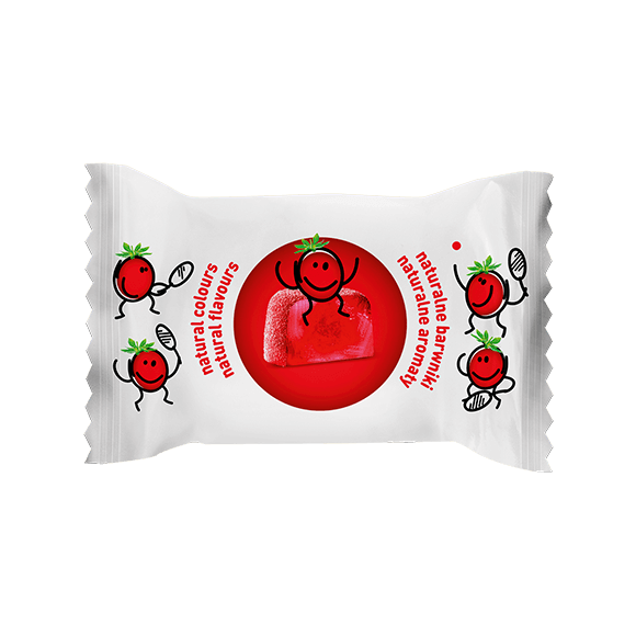 Vobro Jelly DOT Kids strawberry-flavored jelly in a flow pack, back view
