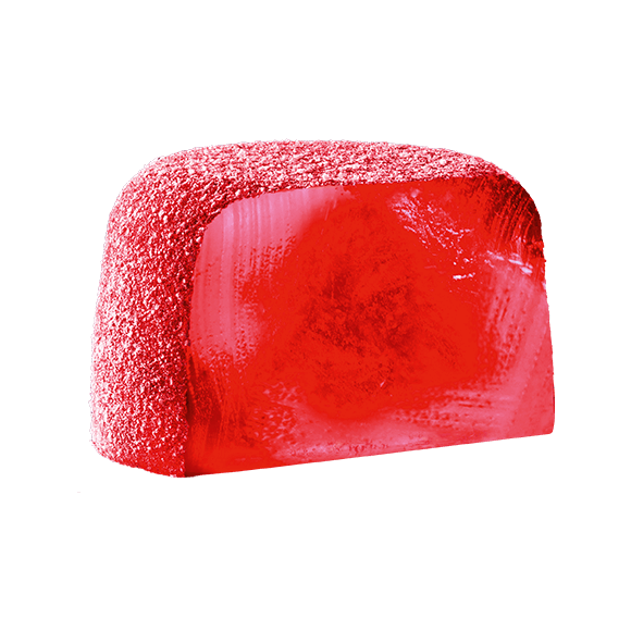 Cross-section of Vobro Jelly DOT Kids strawberry-flavored jelly